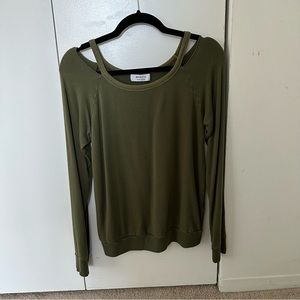 Bailey 44 olive cut out shoulder top - M